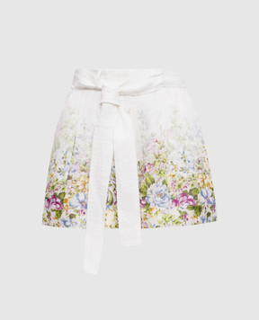 Christy Lynn Lola white printed linen shorts CLP26CF55