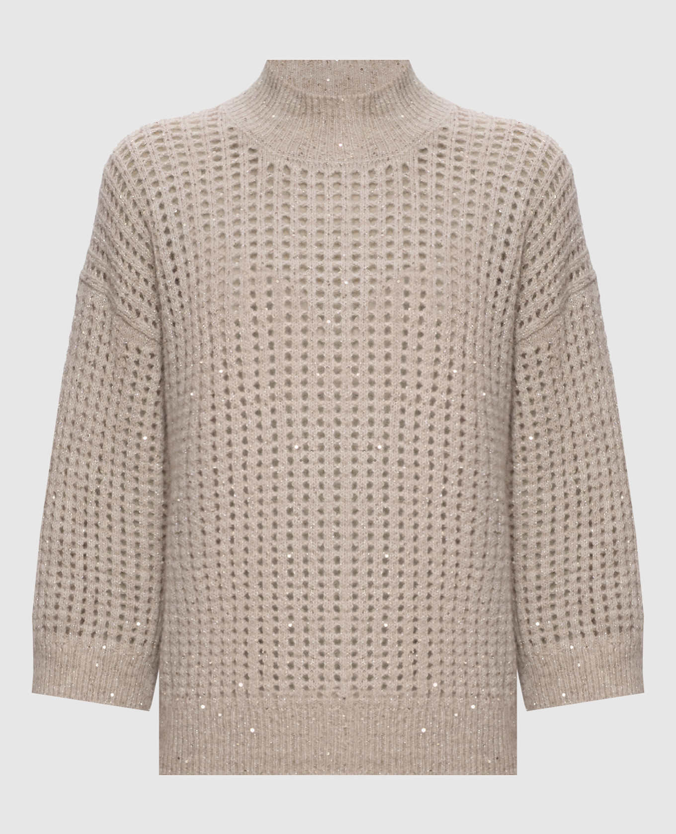Beige wool sweater with sequins