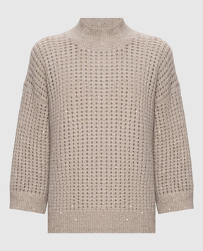 Peserico Beige wool sweater with sequins A99245F05G9100