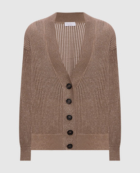 Brunello Cucinelli Brown cardigan with lurex MST258306