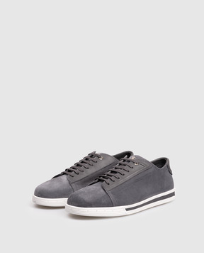 Stefano Ricci Grey suede sneakers with monogram logo UV33G5282SDPWY