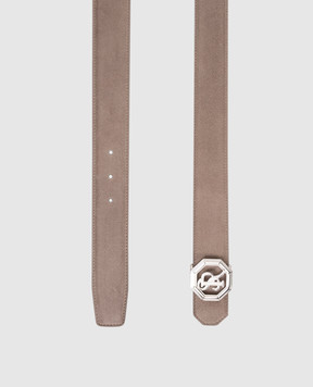 Stefano Ricci Beige suede belt with monogram logo N381SDC366P