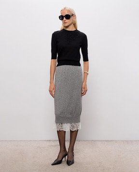 Ermanno Scervino Life Black wool jumper with short sleeves D494L503APLYY