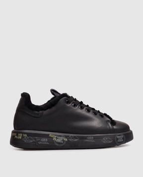 Premiata Belle black leather sneakers with fur BELLE5074M