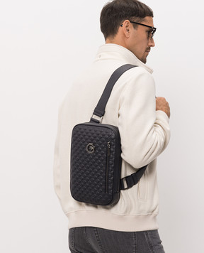 Stefano Ricci Navy blue leather sling bag with emblem ND200UVD1VD