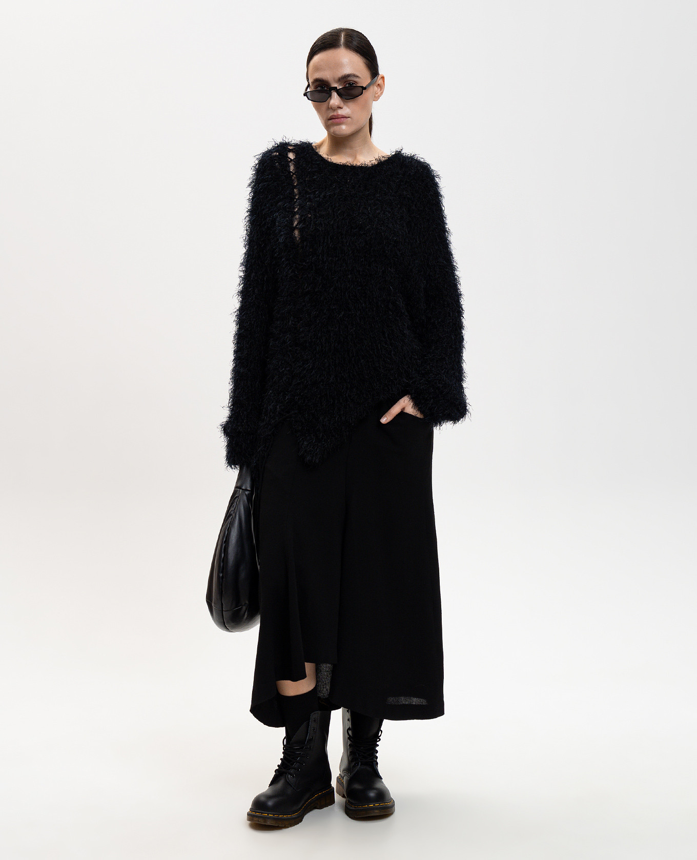 Black midi skirt with wool Y`S Yamamoto 2