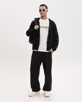 Palm Angels Black wool sports jacket with logo pattern PMHU02CS26KNI001