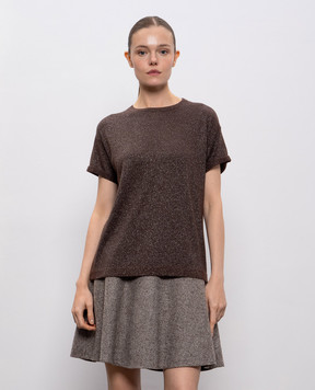Brunello Cucinelli Brown cashmere and silk lurex top M41810000