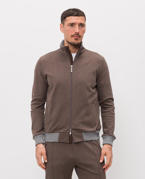 Doriani Cashmere Brown sports jacket with contrast cuffs 846J29LUNJ29CO