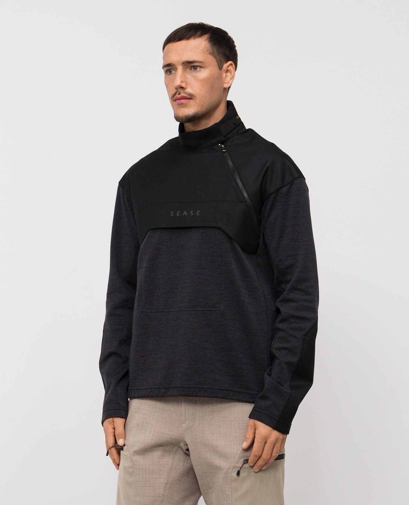 Grey wool sweatshirt with logo print Sease 3