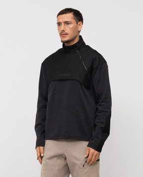 Sease Grey wool sweatshirt with logo print WT039TJ073