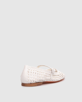 Santoni White leather braided ballet flats WAMA72160HA1SARX