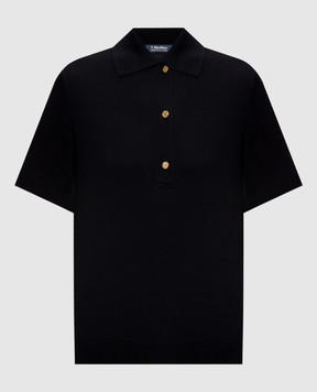 Max Mara Black POMPOSA polo shirt with silk and cashmere SMMPOMPOSA