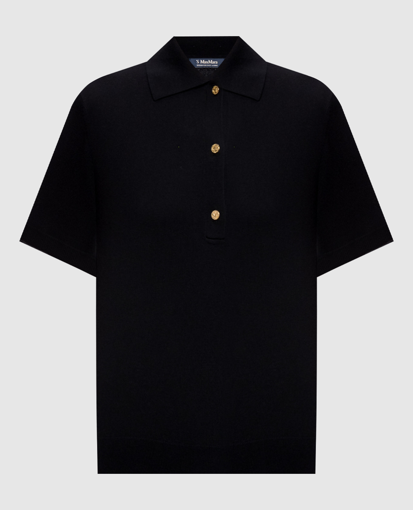 Black POMPOSA polo shirt with silk and cashmere