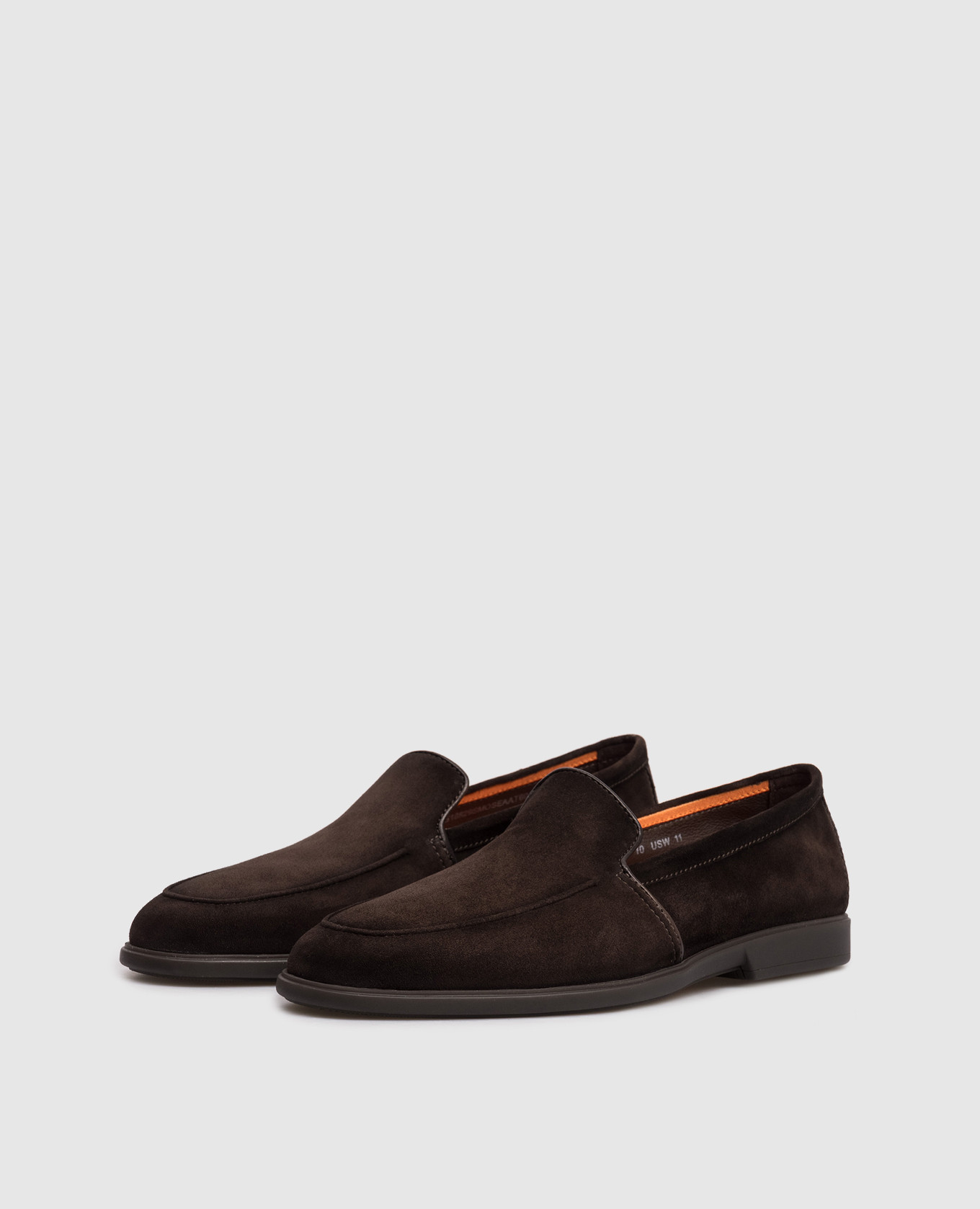 Brown suede loafers with logo Santoni 2