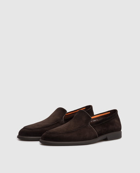 Santoni Brown suede loafers with logo MGAG18829SMOSEAA