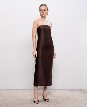 Loulou de Saison GIULIA brown midi dress with silk GIULIA