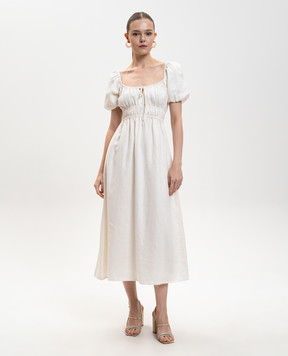 Faithfull Brigitte white linen midi dress FFC05WHT