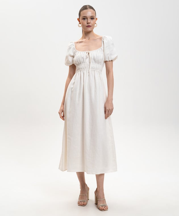Faithfull - Brigitte white linen midi dress FFC05WHT - shop with European delivery at Symbol Faithfull - Brigitte white linen midi dress FFC05WHT - shop with European delivery at Symbol