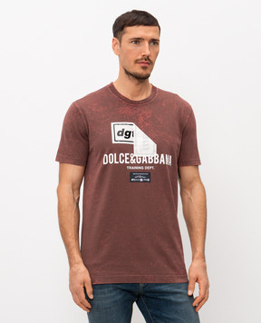 Dolce&Gabbana Brown T-shirt with logo print G8RN8TG7POI