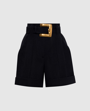 Balmain Black high-rise wool shorts GF1PA375WC09