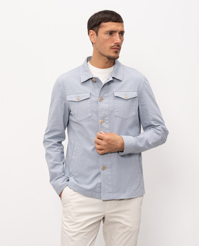 Florentino Blue shirt-style linen jacket 126347613724