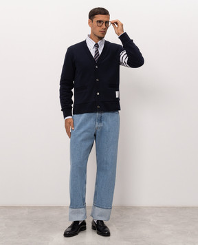Thom Browne Blue cardigan with BOAT embroidery MJT582E00535