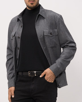 Canali Black leather reversible belt KA0003350C