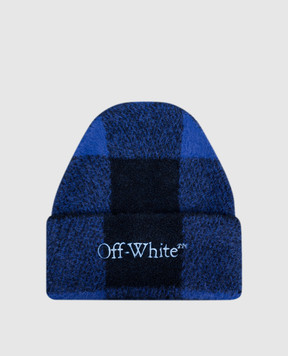 Off-White Blue checked wool hat OWLC01BF25KNI003