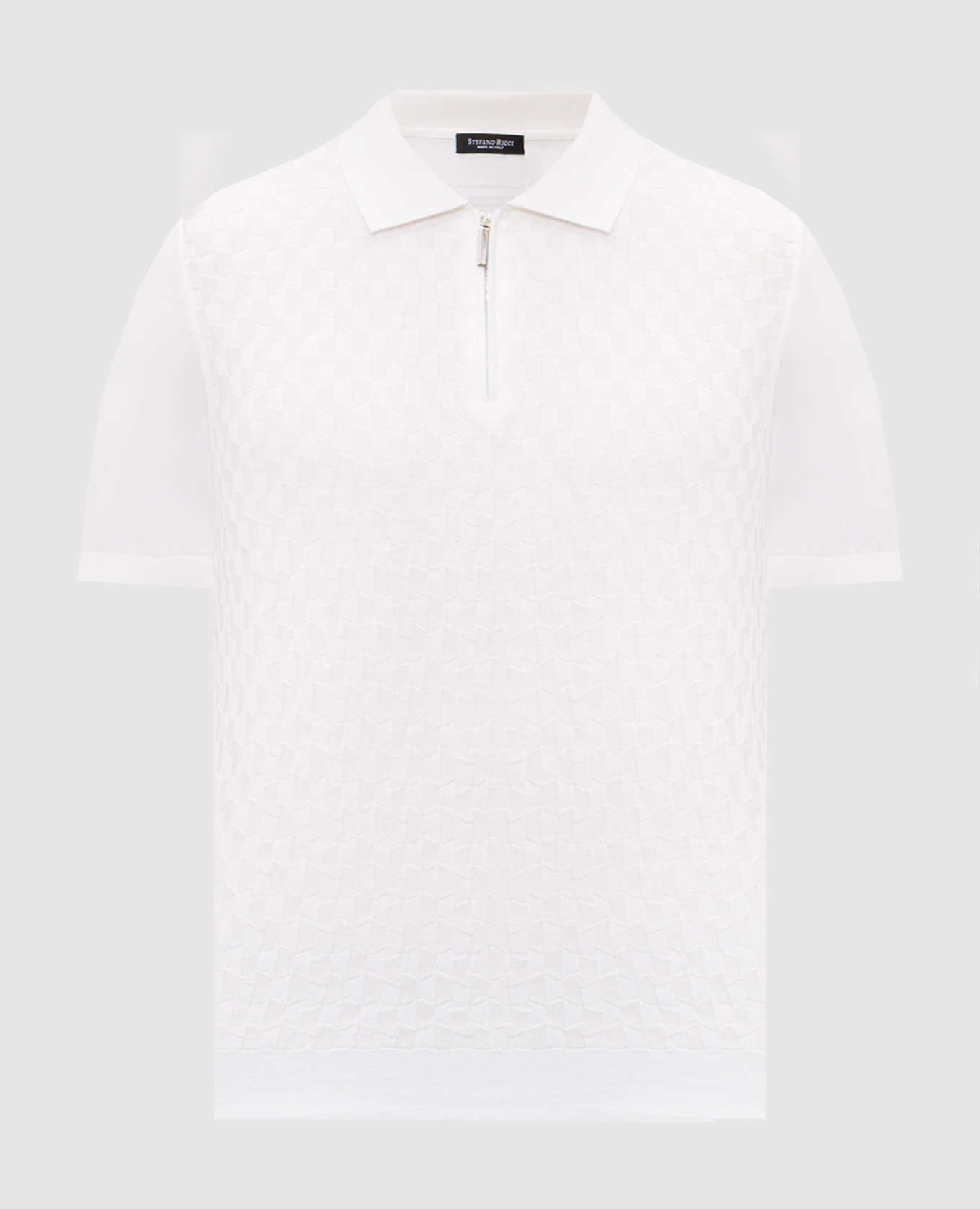 White polo shirt with patterned silk