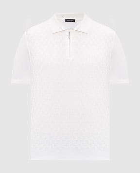 Stefano Ricci White polo shirt with patterned silk K818110P31F26176