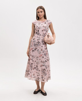 Max Mara SMMPEONIE pink dress with floral print sash SMMPEONIE