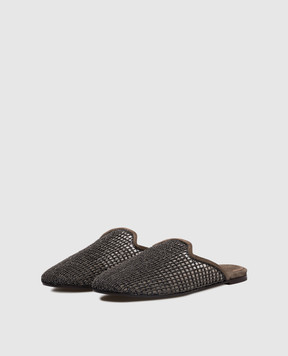 Brunello Cucinelli Brown mules with a monil chain MZSFC3173