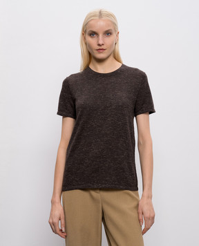 The Row Niari brown melange cashmere, silk and linen t-shirt 10684Y876