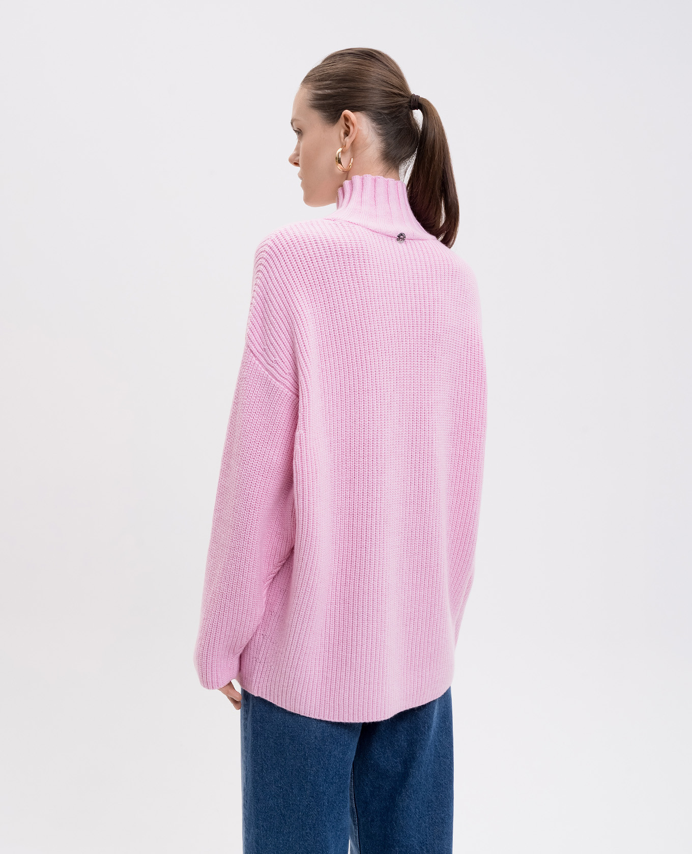 Pink wool sweater with logo Twinset 4