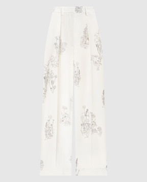 Victoria Beckham White floral print pants 1126WTR002857M