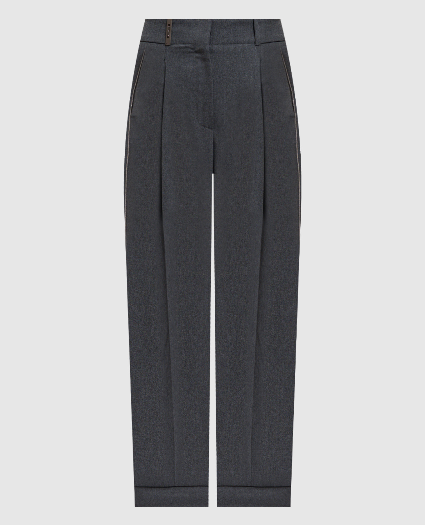 Grey wool trousers with lapels