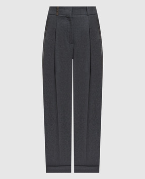 Peserico Grey wool trousers with lapels P04579U02660