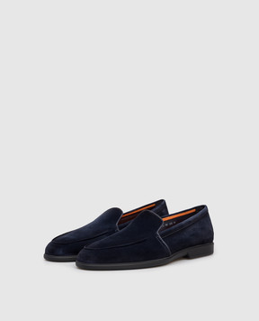 Santoni Blue suede loafers with logo MGAR18829OOTSEAA