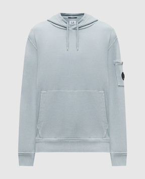 C.P. Company Blue hoodie with logo patch MSS037A110044R
