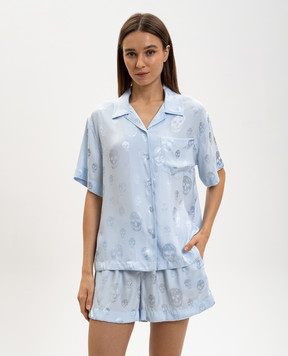 Alexander McQueen Blue Skull Shirt 839591QGABJ