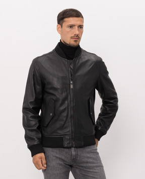 Trussardi Black leather bomber jacket R302M000053NML901L01