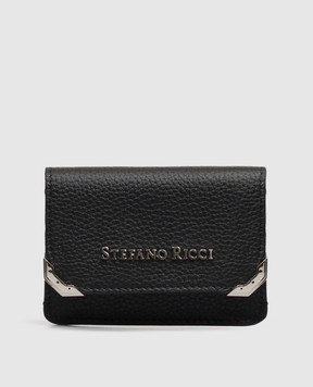 Stefano Ricci Black leather cardholder with metal logo PP459MG9PMRSN