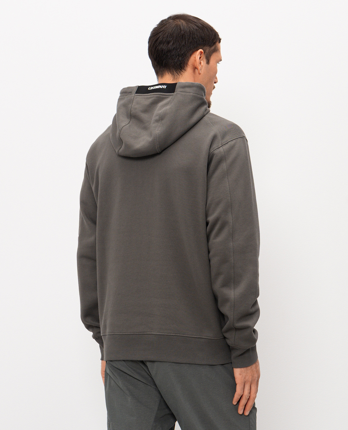 

Khaki hoodies with logo patch C.P. Company