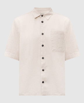 Cashmere&Whiskey Beige linen shirt with short sleeves 0335900656