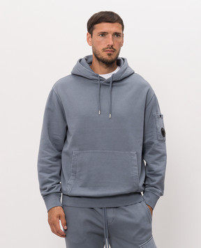 C.P. Company Grey hoodie with logo patch MSS719A006372R