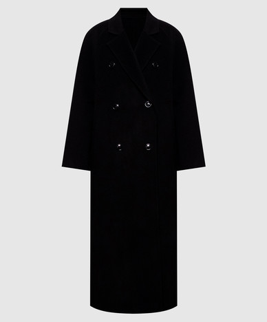 Black double-breasted IRVIN wool and cashmere coat