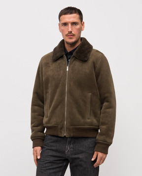Saint Laurent Khaki sheepskin coat 837294YC2TB