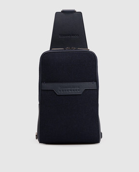 Stefano Ricci Blue logo-embossed wool and cashmere sling bag ND219UMAMR