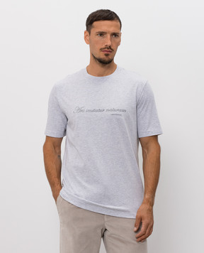 Brunello Cucinelli Grey melange T-shirt with embroidered lettering M0B138518